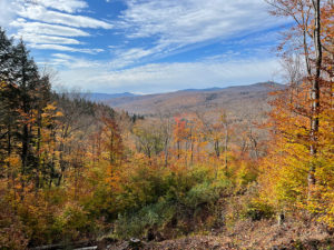 mountain view from Flume Gorge in New Hampshire